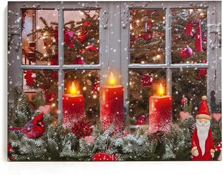NIKKY HOME LED Christmas Canvas Wall Art 16 x 12 Inch