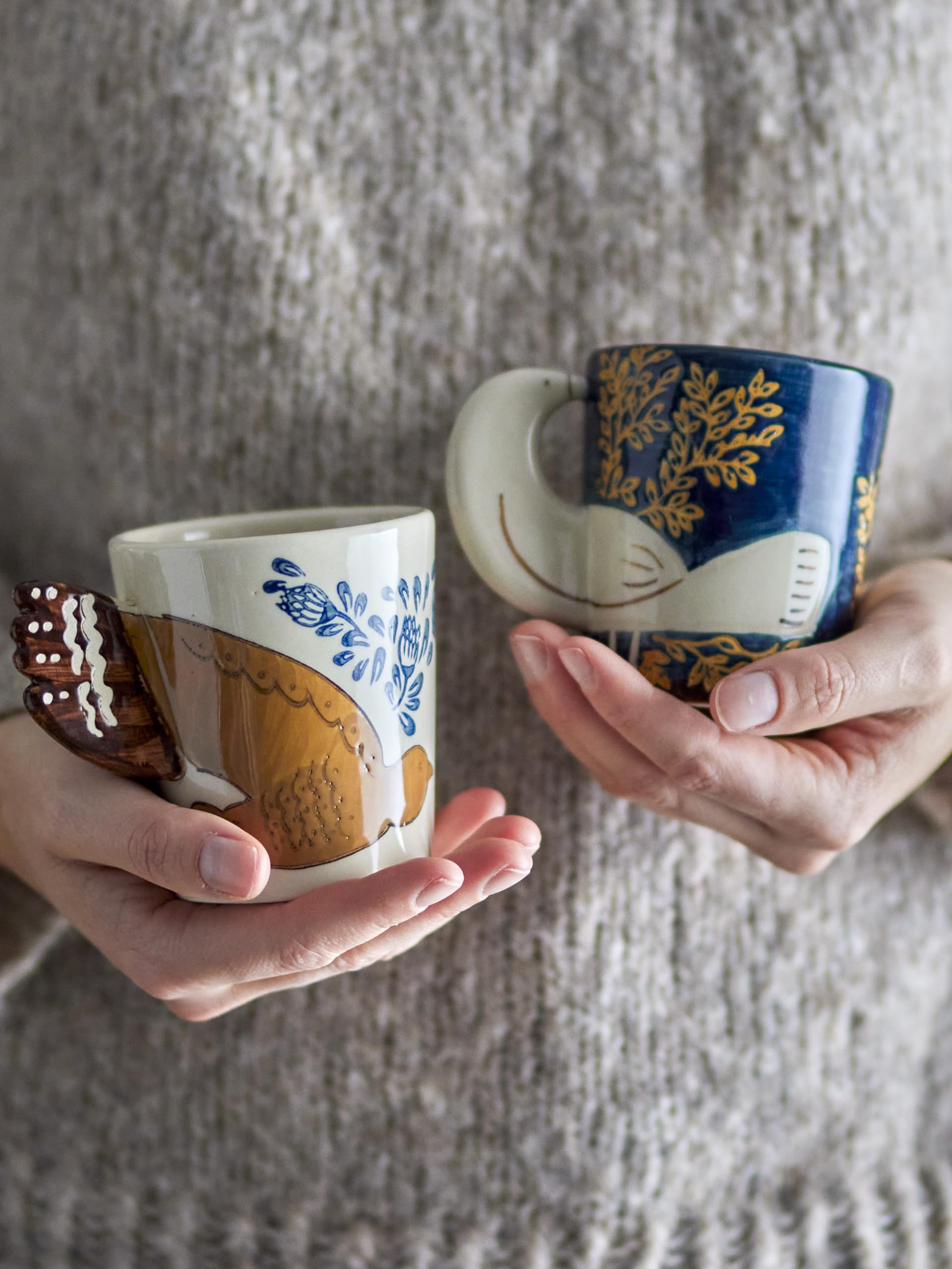 Amazon.com | Bloomingville Hezha 82058211 Mug with Handle, Natural