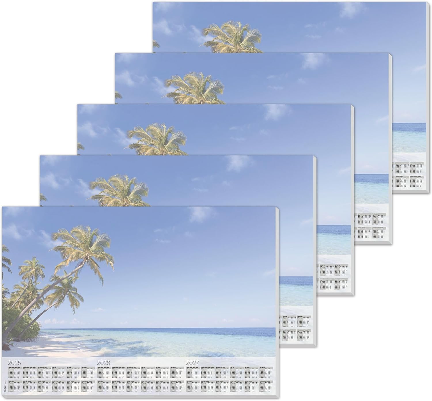 SIGEL HO470 Paper Desk Pad, with 3-Year Calendar, A2 (59.5 X 41 Cm), Design Beach, 80Gsm, 30 Sheets, 5 Pcs.