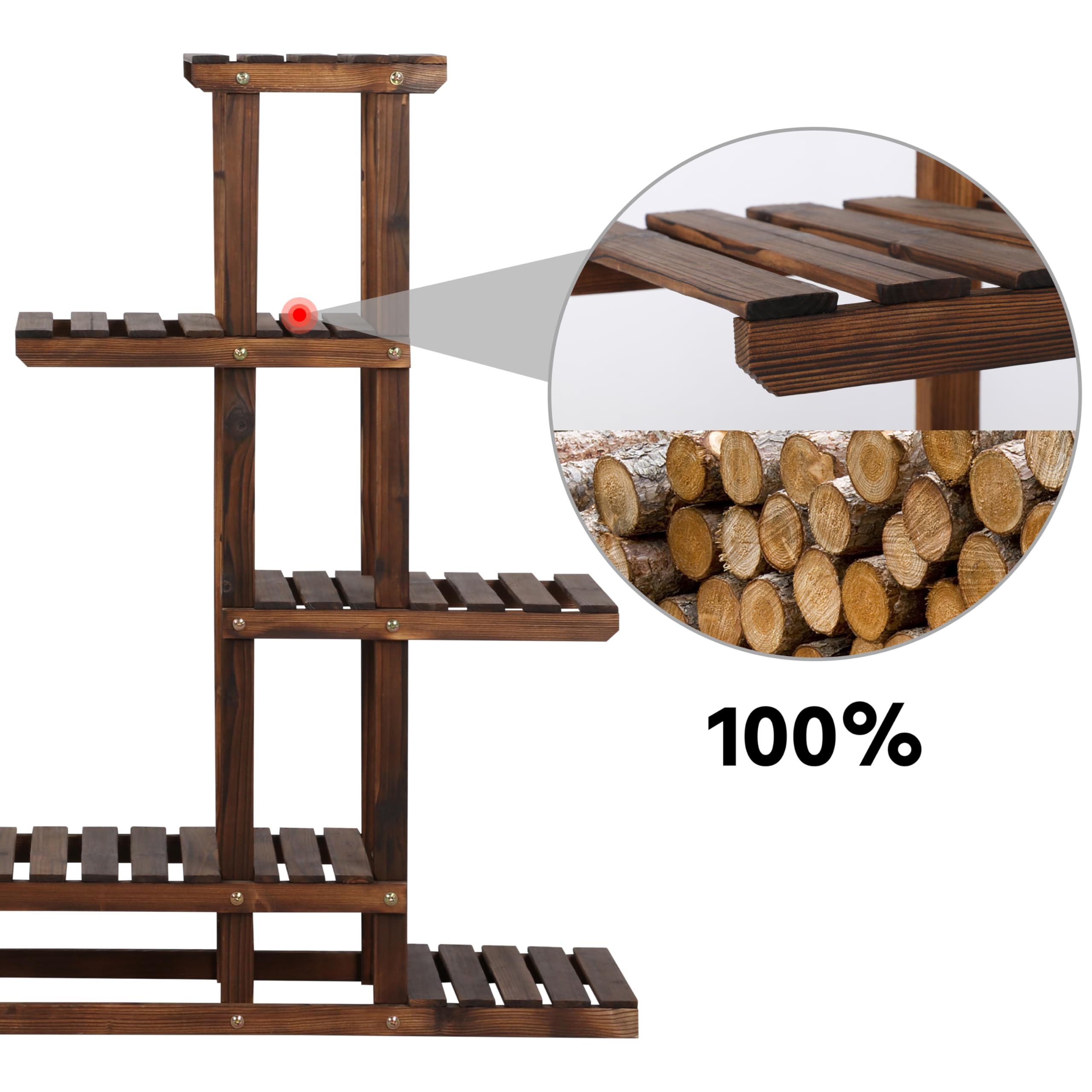 Yaheetech Scaffale Piante Porta Fiori Fioriera Verticale in Legno Espositore a 7 Ripiani da Interno e Esterno Supporto Giardino Balcone 97 x 25 x 96 cm