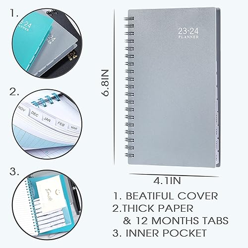 Miniatura 6 de Agenda de bolsillo 2023-2024, tamaño A6, planificador de bolsillo semanal y mensual, julio de 2023 a junio de 2024, 6.4 x 3.9 pulgadas, doble