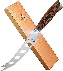 TUO Cheese Knife - Tomato Knife Serrated Knife 5.5" German knife Mutil-Use Pakkawood Handle Gift Box -Fiery Phoenix Series