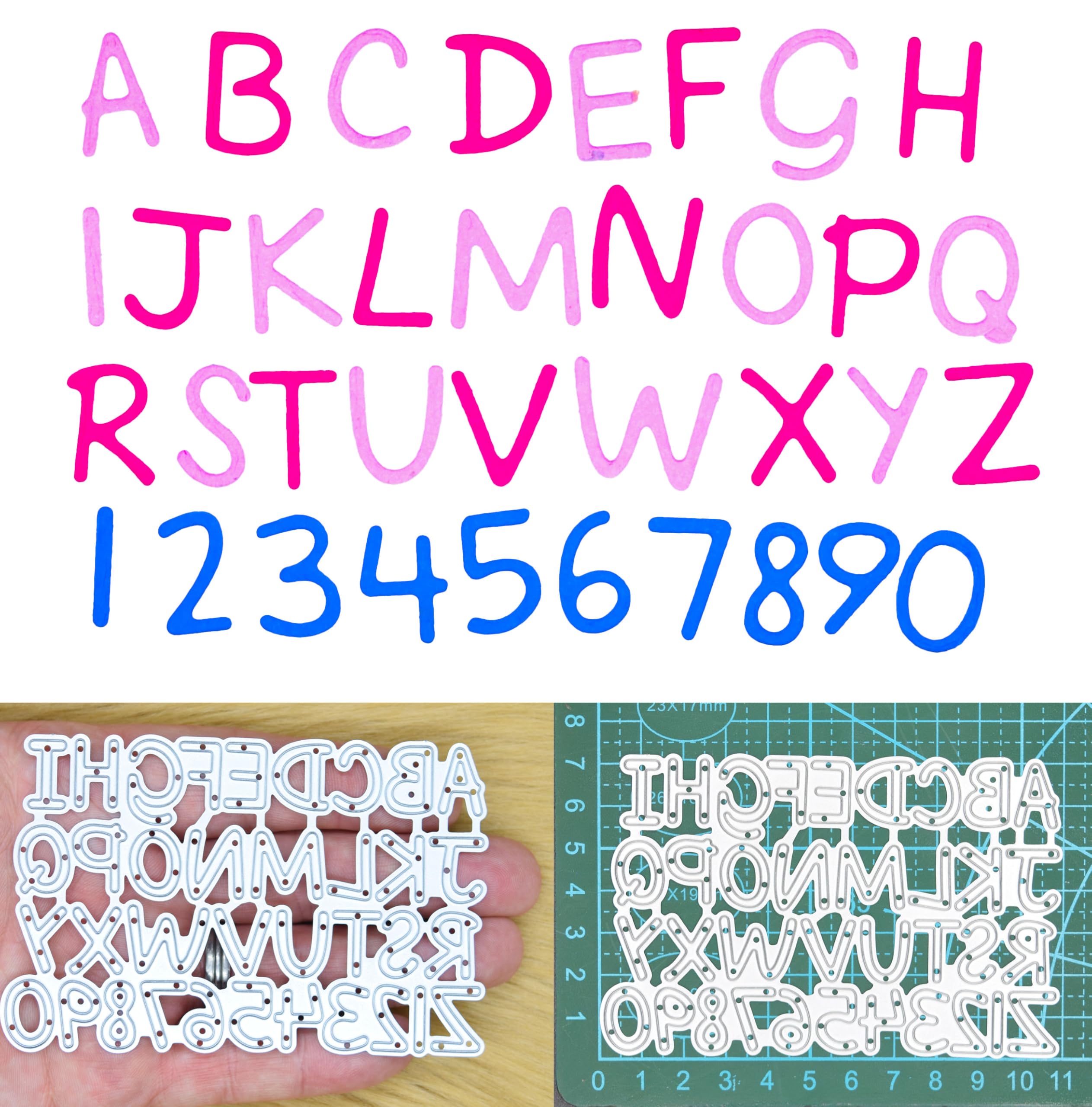 Uppercase Alphabet Letters & Numbers Metal Cutting Die, 1.5 cm Cut Size, Card Making, Stencil, Scrapbooking, Paper Crafts, A8