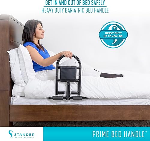Miniatura 2 de Stander Mango de cama Prime, barra de seguridad bariátrica para adultos, personas mayores y ancianos, barandilla extraíble y asistencia de soporte,