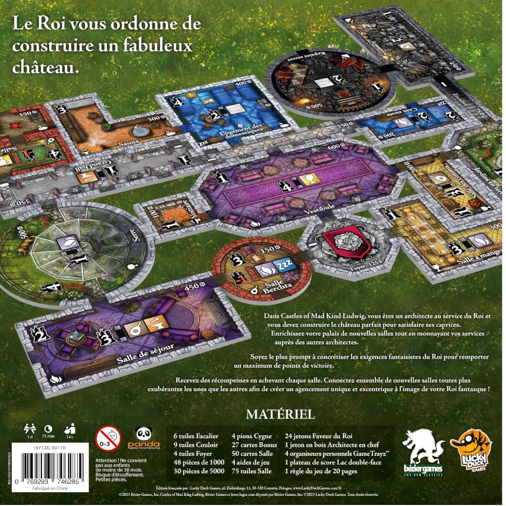 Lucky Duck Games Castles of Mad King Ludwig, Bleu, Marron, Rouge, Blanc