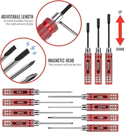 Miniatura 3 de Kit de herramientas de coche RC (27 piezas), juego de destornilladores (plano, Phillips, hexagonales), alicates, llave cruzada, escariador corporal,