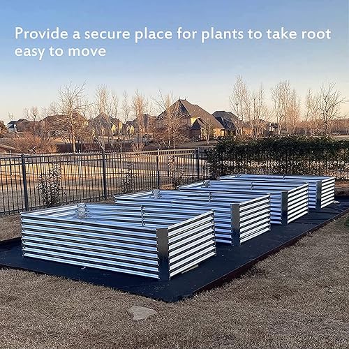 Miniatura 5 de Cama de jardín elevada galvanizada de 8 x 4 x 2 pies con 2 jaulas de tomate, cama de jardín elevada de metal grande al aire libre, jardinera elevada