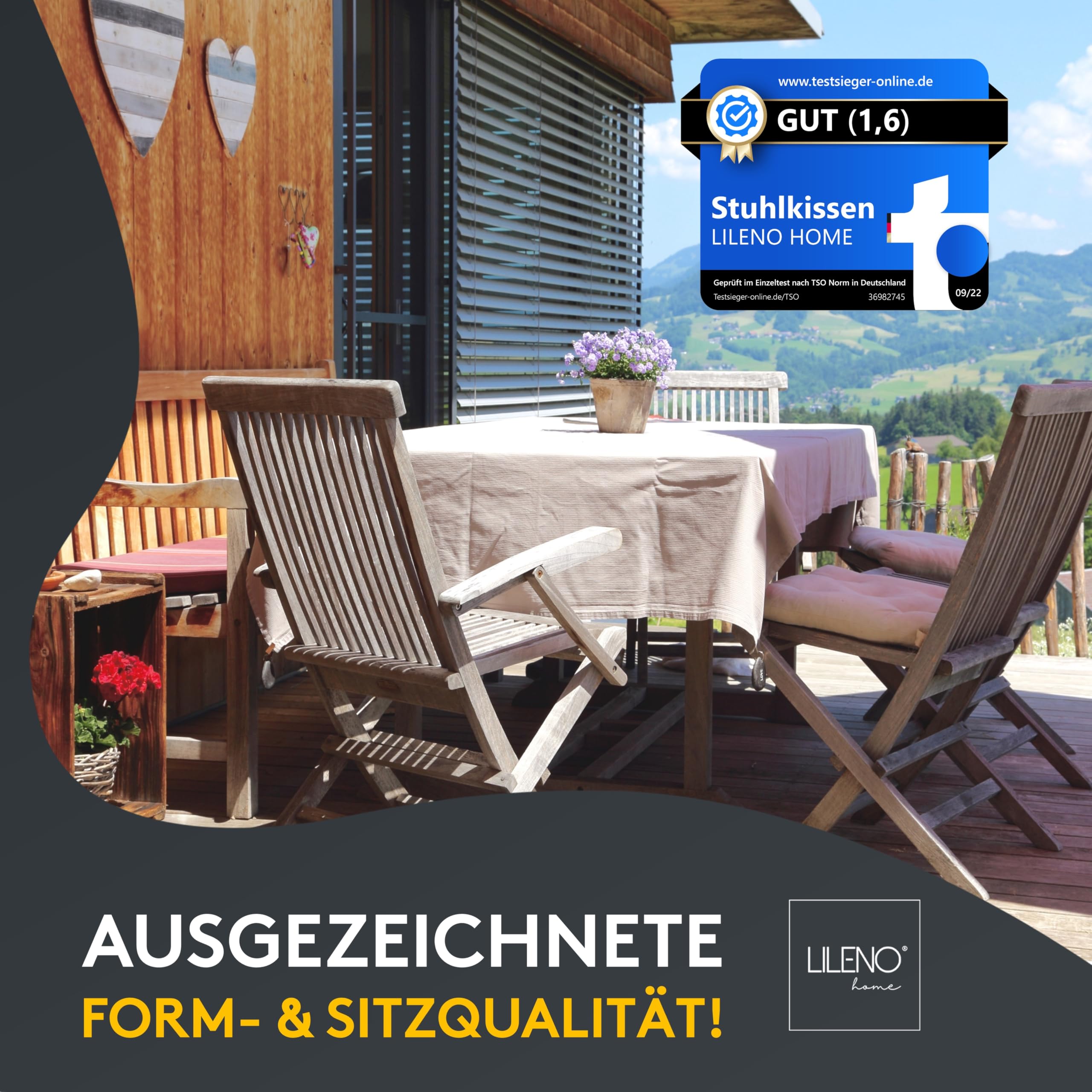 LILENO HOME 6er Set Stuhlkissen Hellbraun (40x40x4,5 cm) - Sitzkissen für
