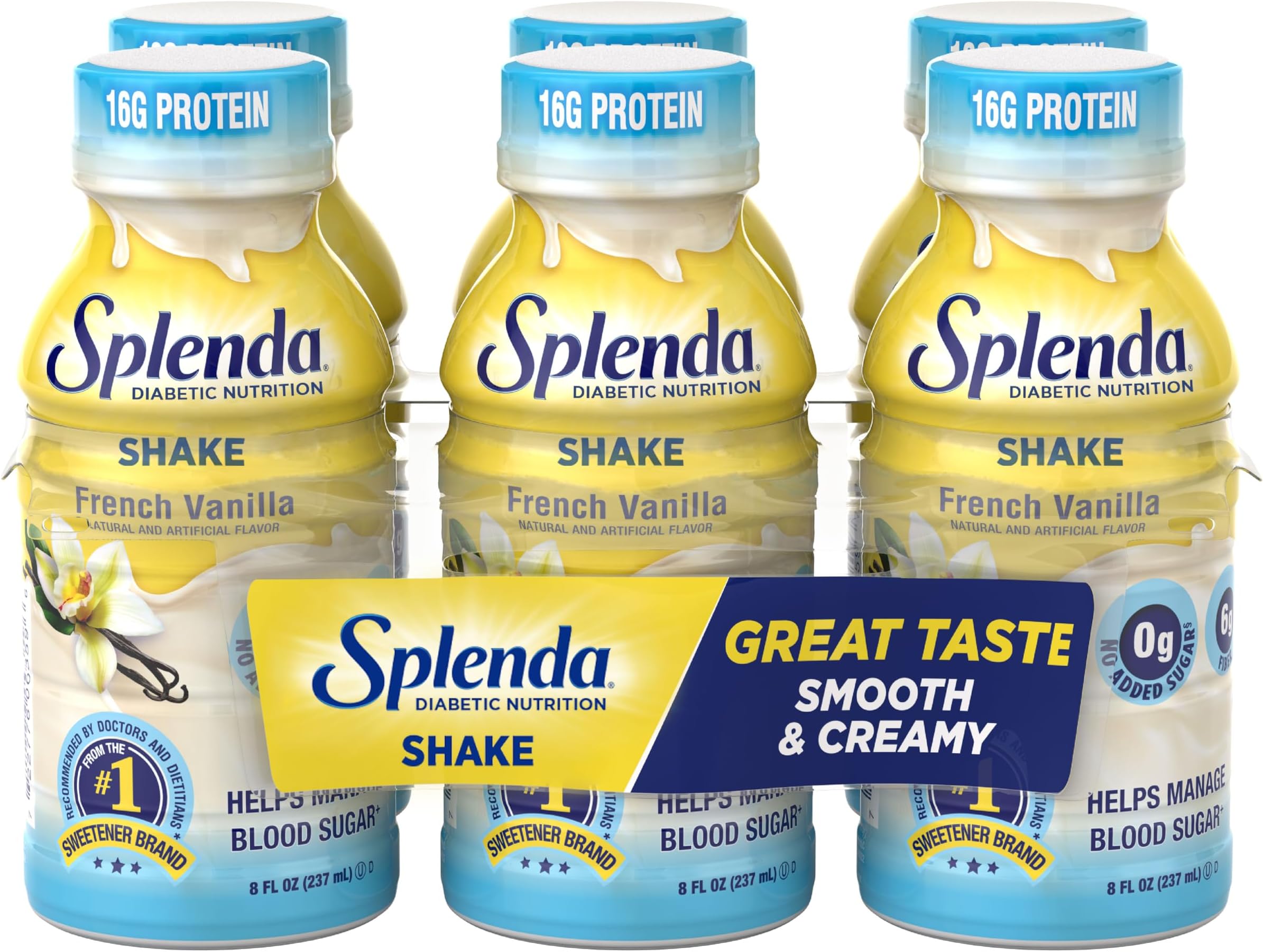 Diabetes Care Shakes - Meal Replacement Shake, 8 Fluid Ounces Per Bottle (French Vanilla, 6 Pack)