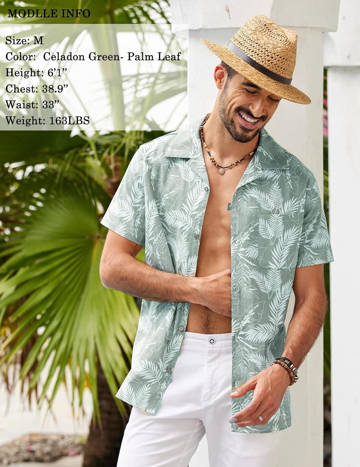 COOFANDY Mens Hawaiian Shirt Short Sleeve Buttoon Down Shirts Casual Tropical Floral Summer Linen Shirts - Image 2