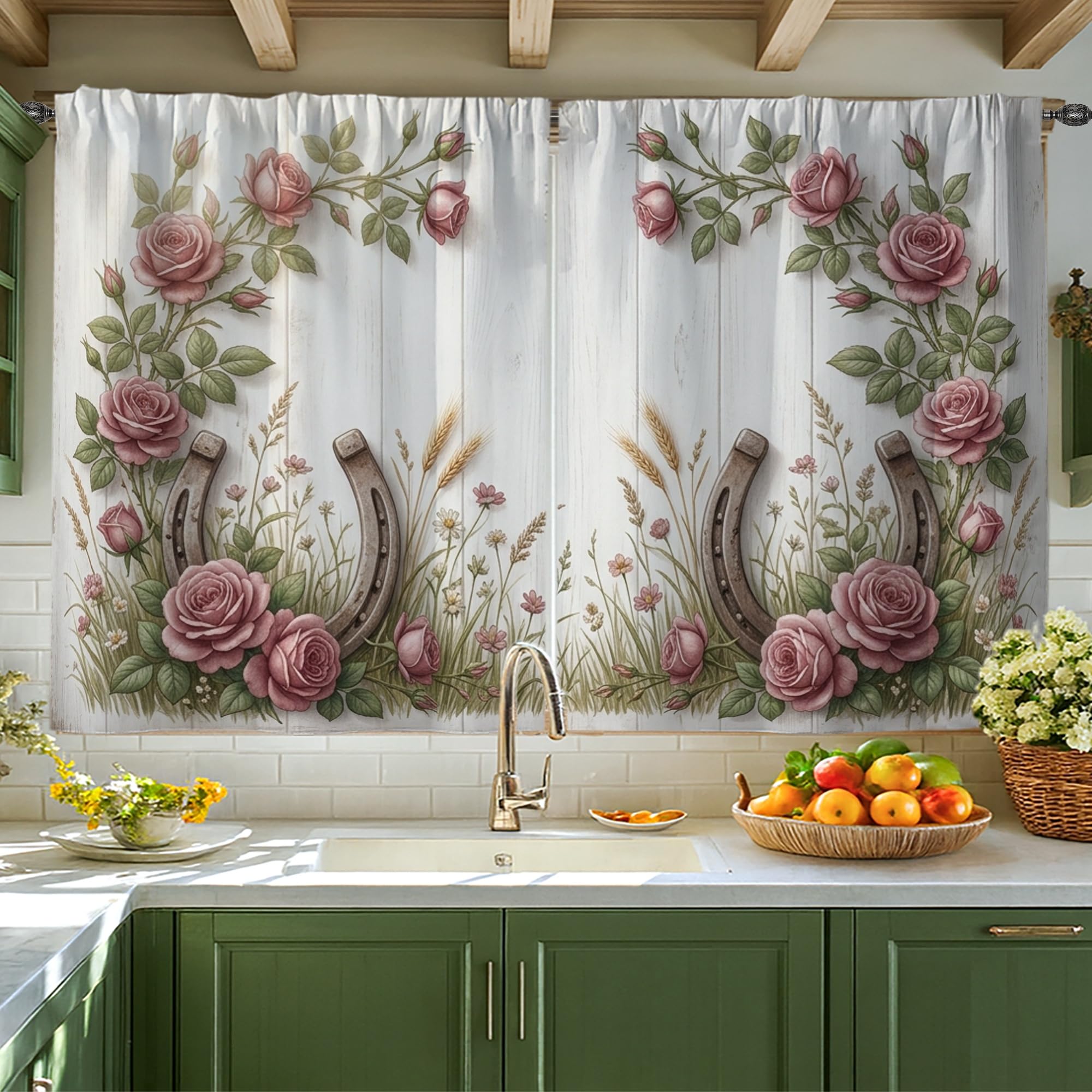 Rideaux rustiques vintage occultant le vis-à-vis de fenêtre de salle de bain