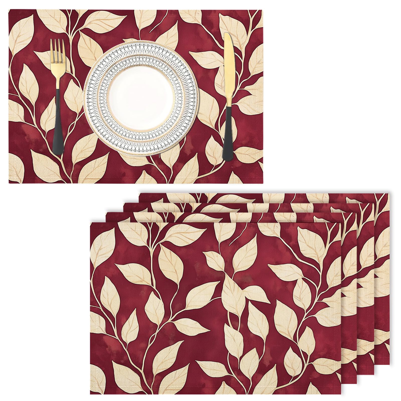 Sets de table en lin bordeaux de qualité supérieure pour réception