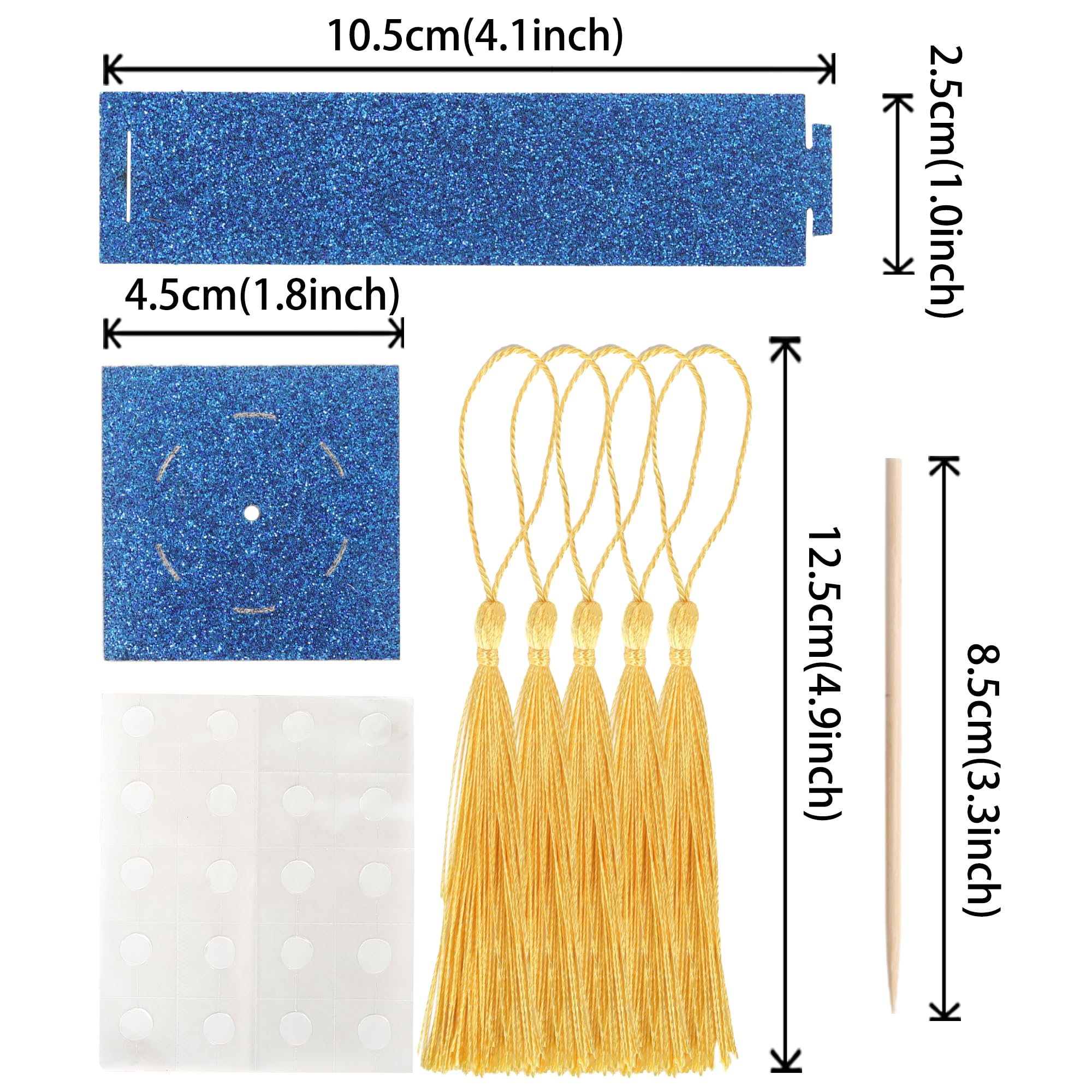 Rsstarxi 24 Pack 2025 Graduation Cap Cupcake Toppers with Tassel Congrats Grad Cap Class of 2025 Graduation Party Decorations for 2025 School Graduate Party Cake Decorations Supplies Blue Gold