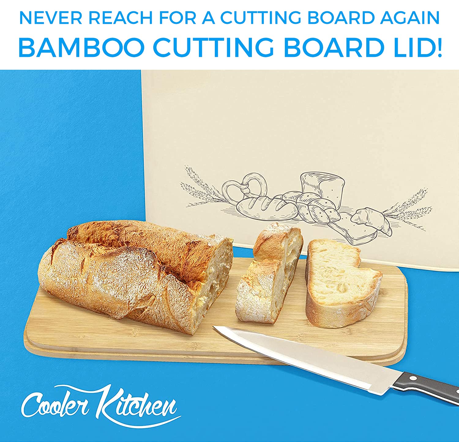 Buy Extra Large Space Saving Vertical Cream Bread Bin with Eco Bamboo