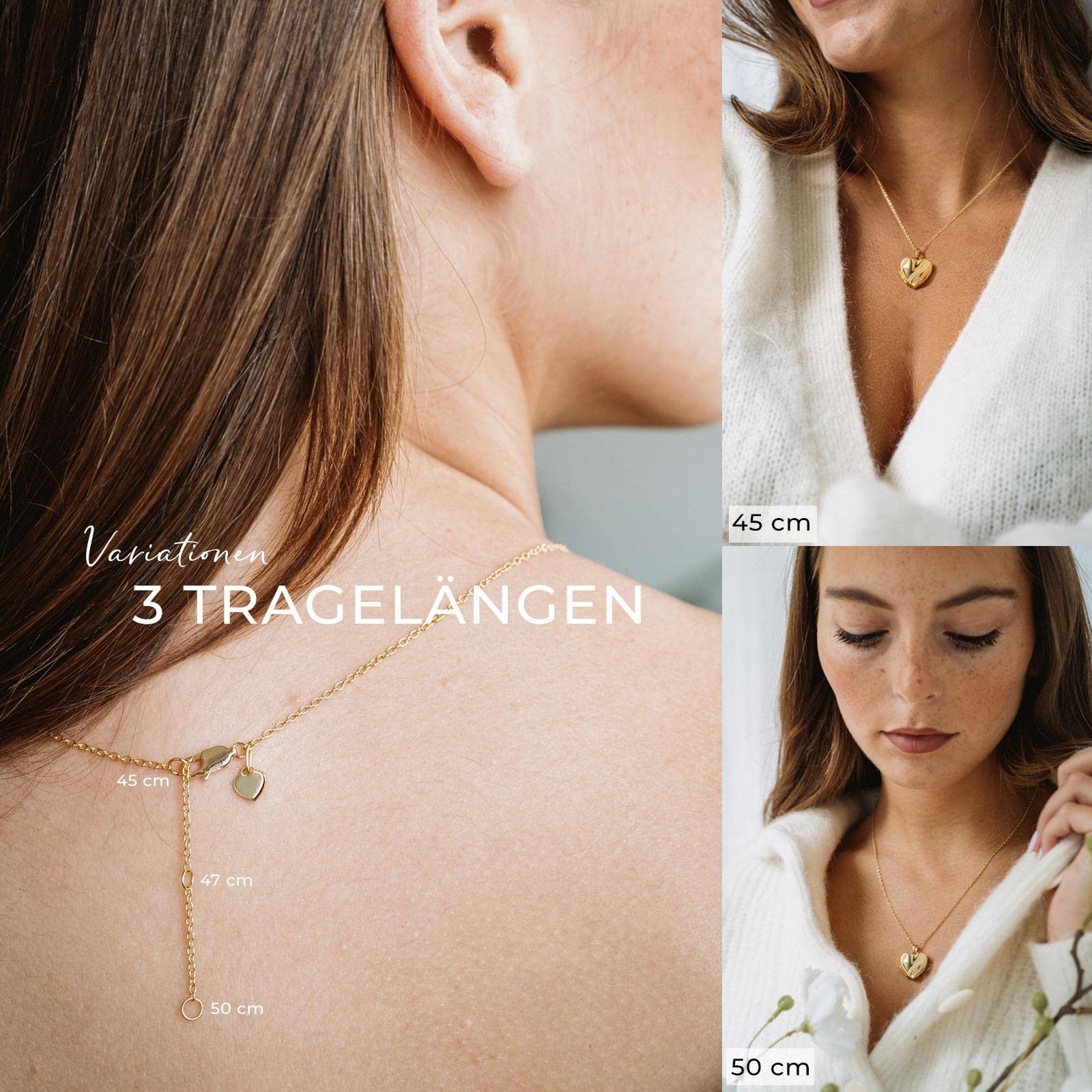 Herz Medaillon zum Öffnen mit Bild Gold vergoldet Damen, Amulett Anhänger | Medallion Aufklappbar, Kette personalisiert, Foto-Service & Gravur