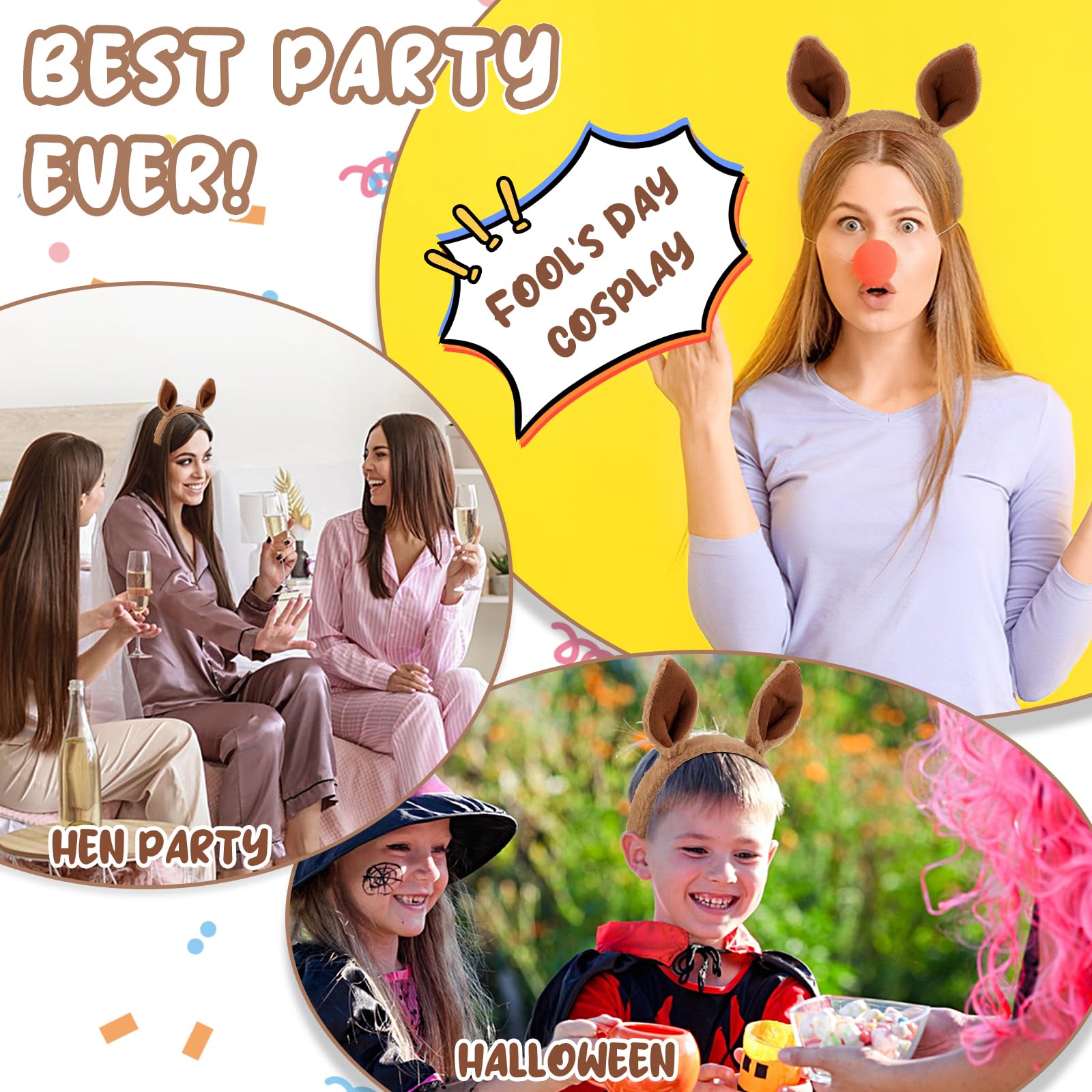Sibba Fascia per capelli con orecchie a canguro, graziose orecchie pelose in peluche, accessorio per lo styling dei capelli, decorazione per lo styling dei capelli, per costumi, cosplay, feste