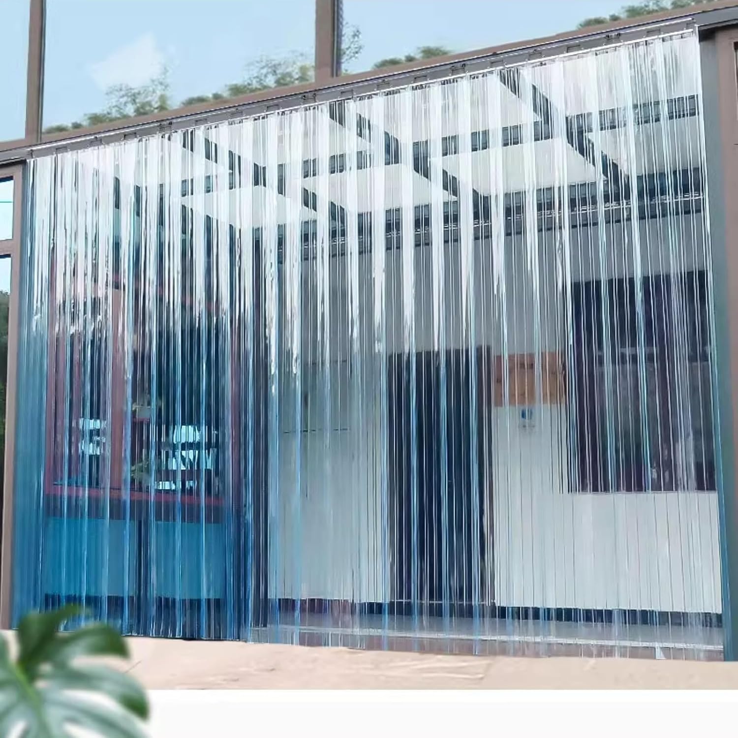 PVC Strip Door Curtain Kit for Cold Rooms, Freezers & Catering - Clear Sliding Plastic Dust Curtain, 240x210cm (94.49x82.68in) - Durable Refrigeration Slat Screen