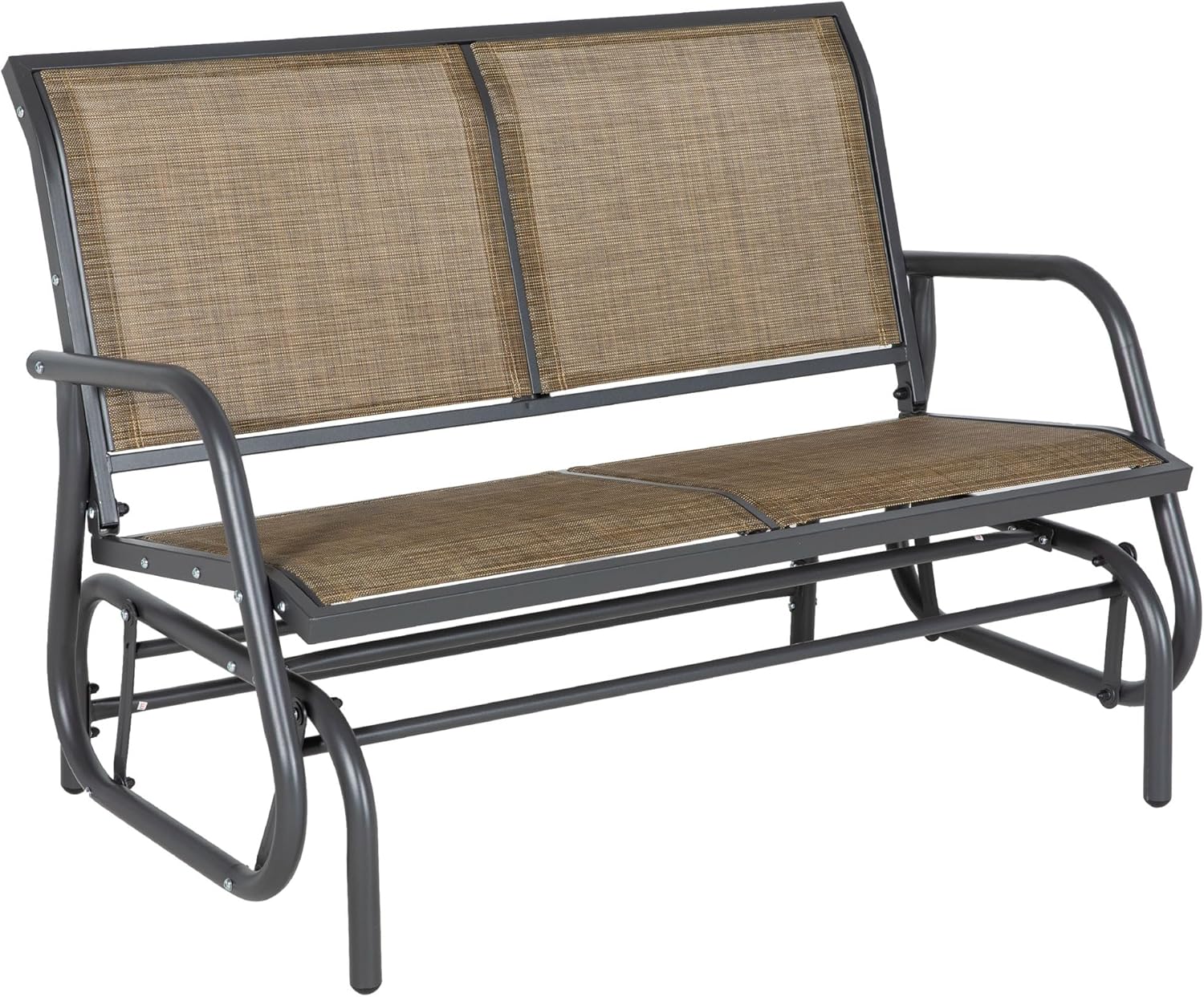 Outdoor Glider Bench 2-Person Patio Double Swing Rocking Loveseat, Powder-Coated Steel Frame, Water-Resistant Sling Fabric, Smooth Rocker, Garden Porch Backyard Seating