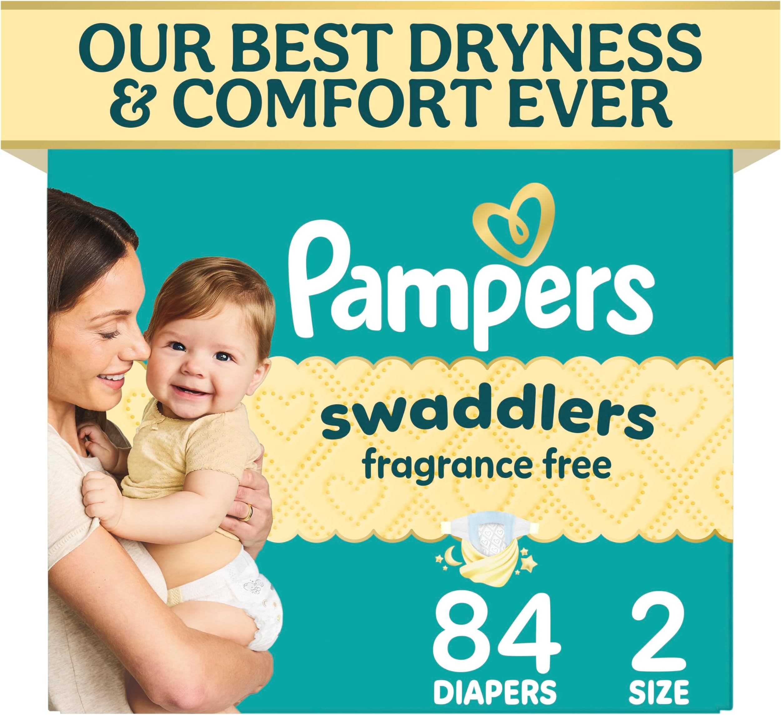 Swaddlers Diapers, Size 2 (10-22 lbs), 84 Count, Fragrance Free, Hypoallergenic, Absorbent, Pediatrician Recommended, Skin Safe