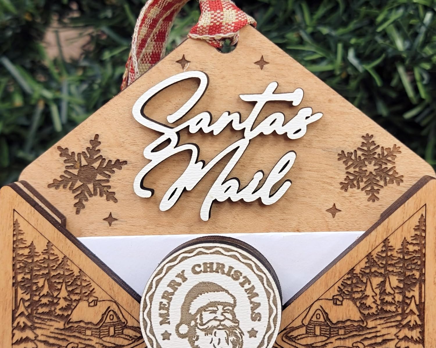 Santa Mailbox Ornament, Christmas Decoration, Santa Mail Decor, Winter Holiday Accent, Laser Cut Ornament, Unique