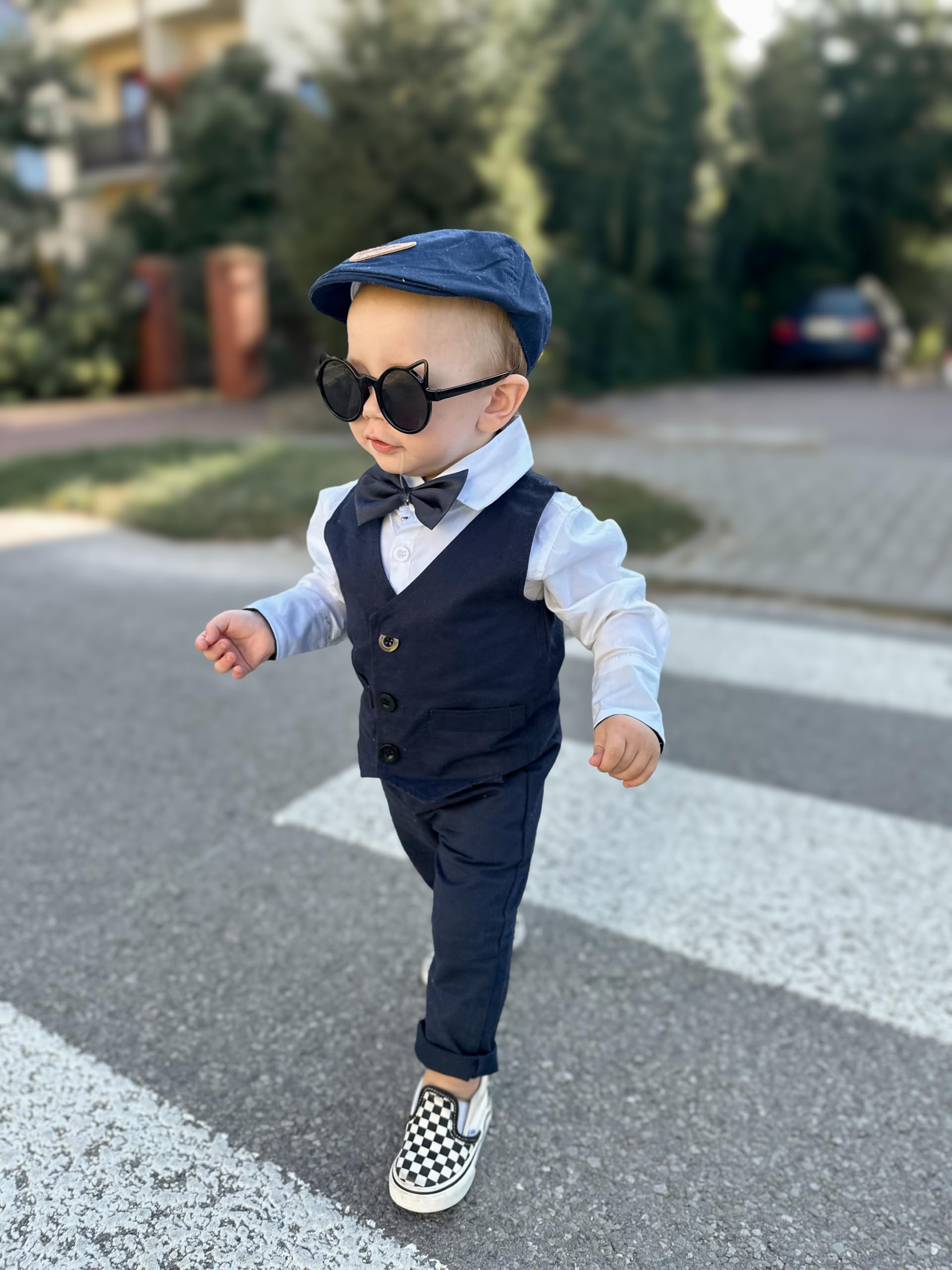 Volunboy Trajes para Bebé Niños de Boda, Bautizo Conjunto de Chaleco, Camisa, Pantalón, Pajarita