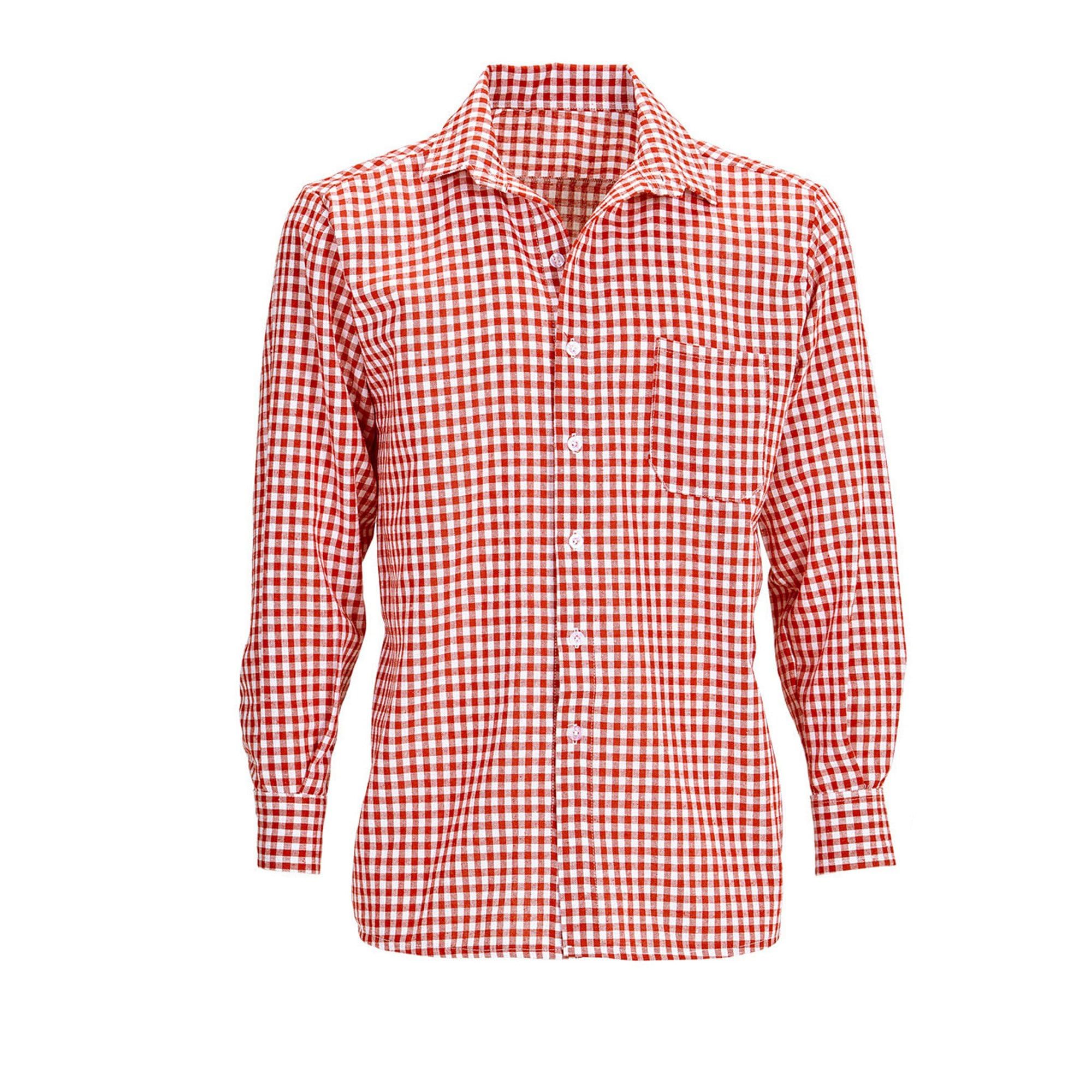 Widmann Bavarian Shirt for Adults, Red and White Checked, Long Sleeve Oktoberfest Costume Top, Size XL – Perfect for Beer Festivals and Theme Parties