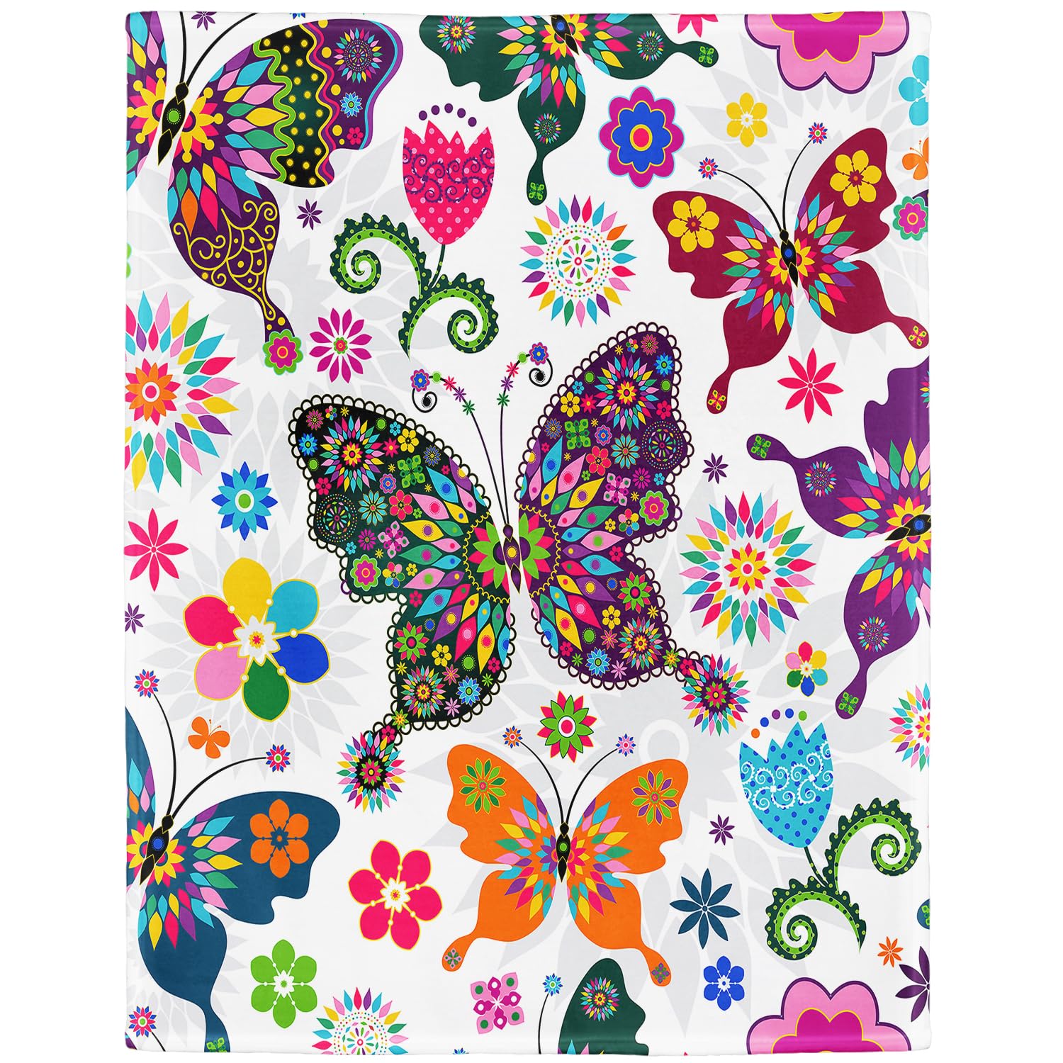 YISUMEI Decke 125x150 cm Kuscheldecken Sanft Flanell Weich Fleecedecke Bettüberwurf Bunter Schmetterling
