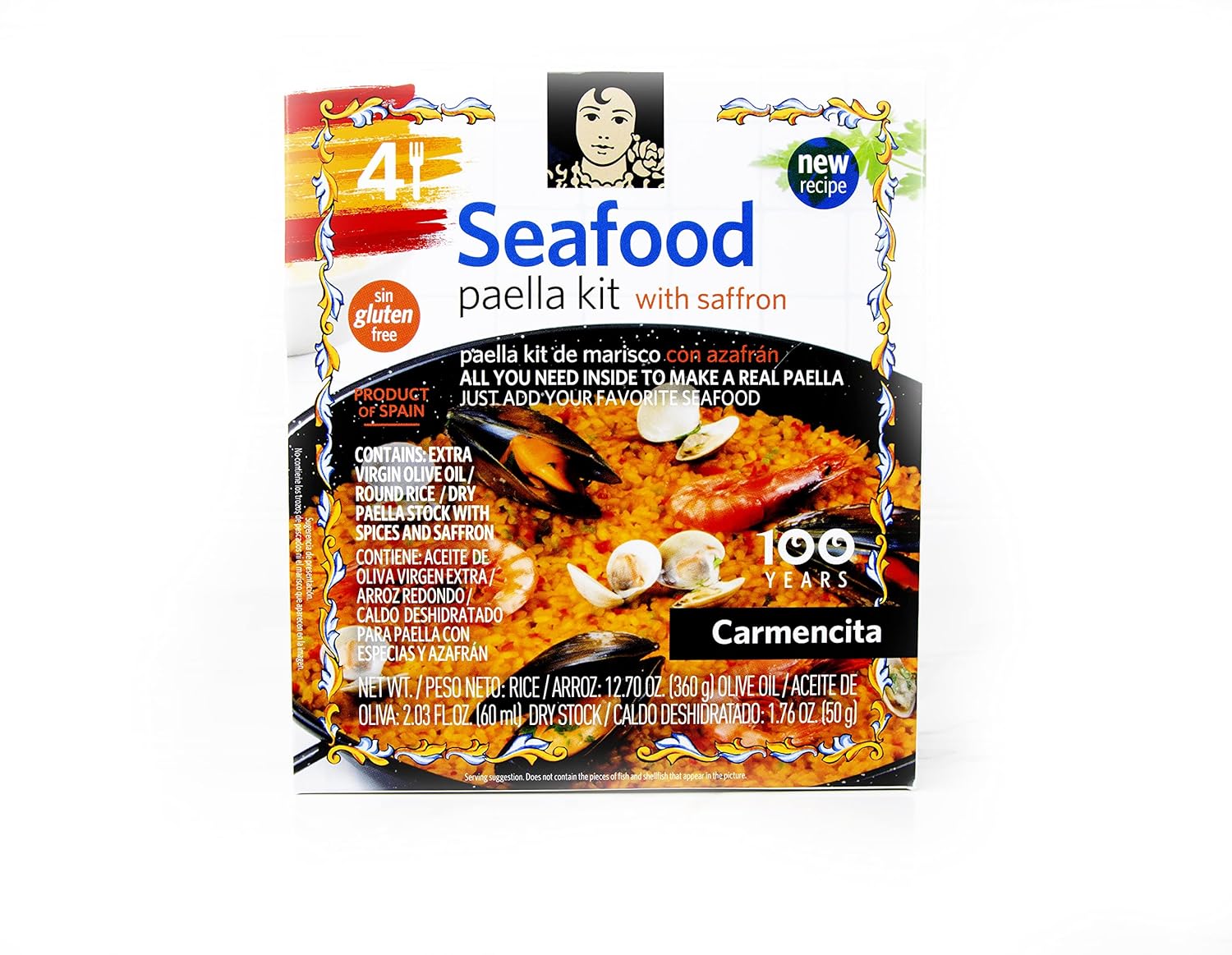 Carmencita Seafood Paella Kit Box 4 Portions Grocery