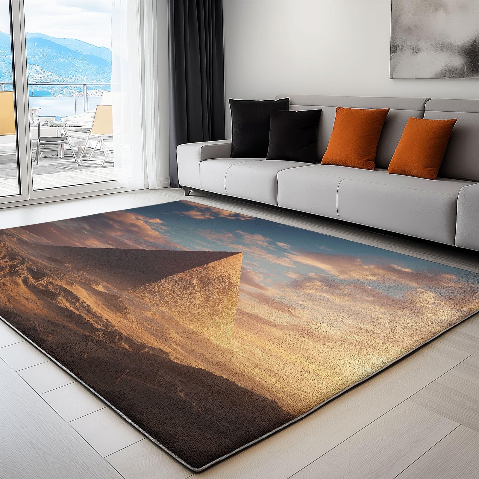 Generico Dywan z krótkim włosiem miękki antypoślizgowy pustynia piramida pył fotografia, duże nadające się do prania dywaniki 120 x 180 cm, do salonu sypialni wystrój domu kuchnia wnętrze na zewnątrz