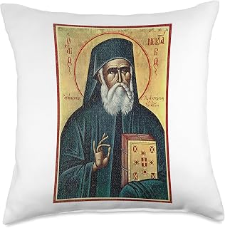St. Nektarios of Aegina Greek Orthodox Byzantine Christian Throw Pillow