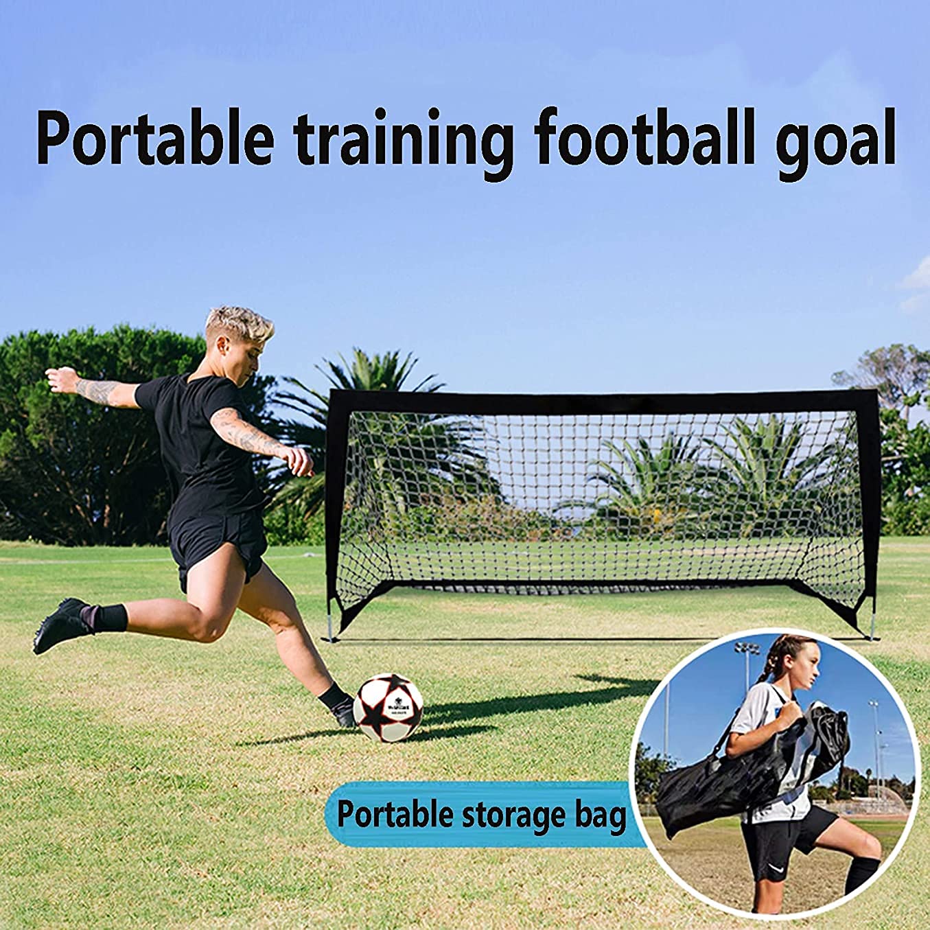 Porta da Calcio per Bambini Calcio Pop-up per Bambini Giardino per adulti per bambini Cortile per calciare Passaggi per allenamento sportivo Porta da calcio Porta da calcio portatile all'aperto con re