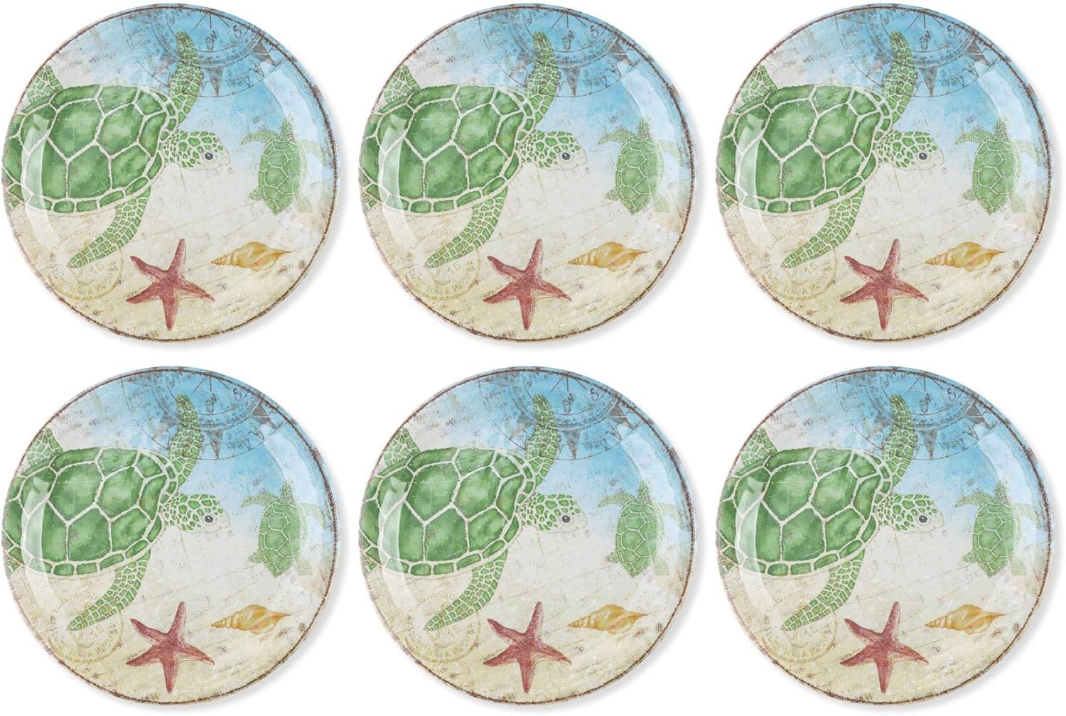 Supreme Housewares 6-Piece Sealife Turtle 9" Melamine Plate Set