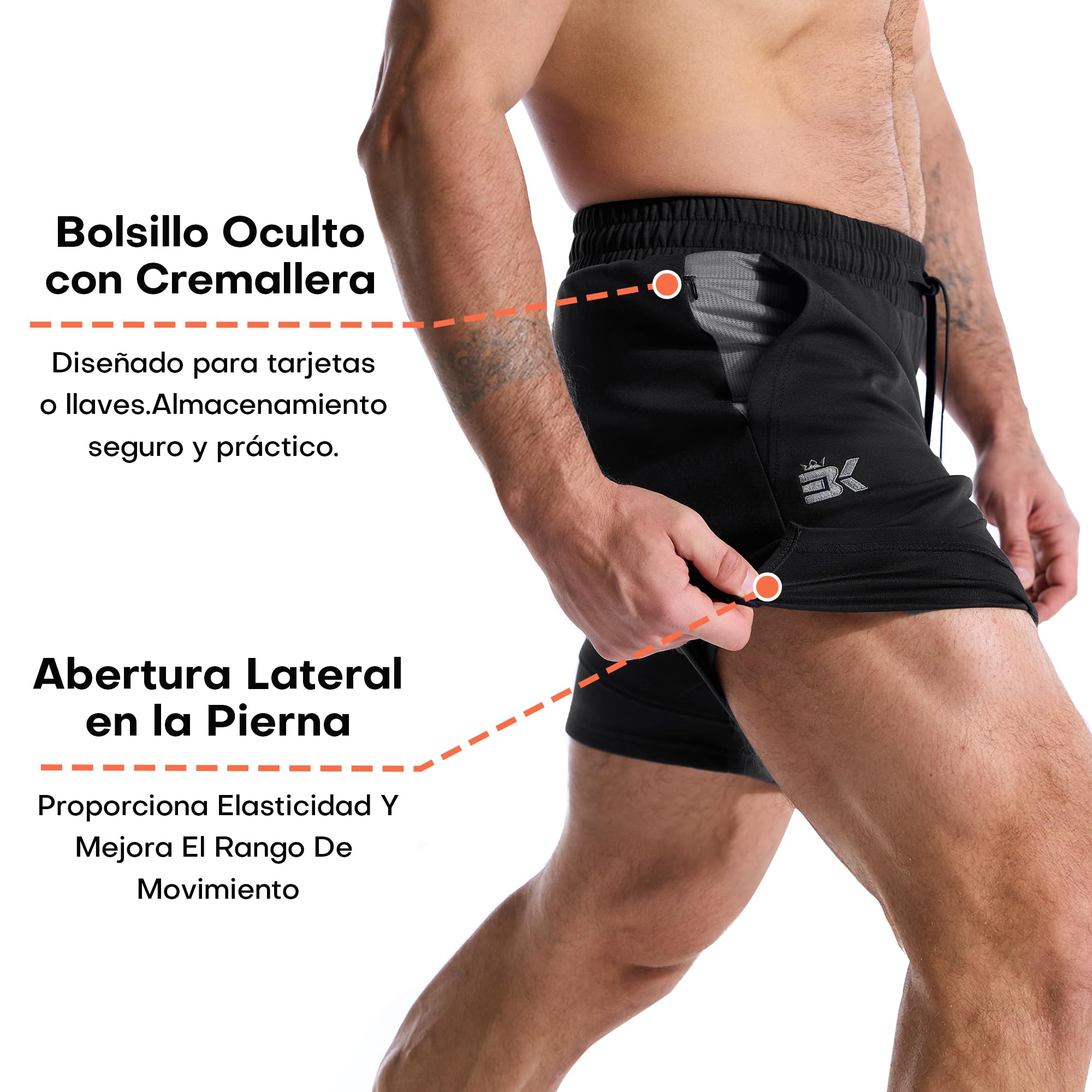 ZENWILL Slim Pantalones Cortos Hombre Gym Pantalon Deporte | Pantalones Cortos Algodon Hombre Bolsillo Cremallera, Pantalón Corto Gimnasio Transpirable, Pantalon Corto Hombre Running