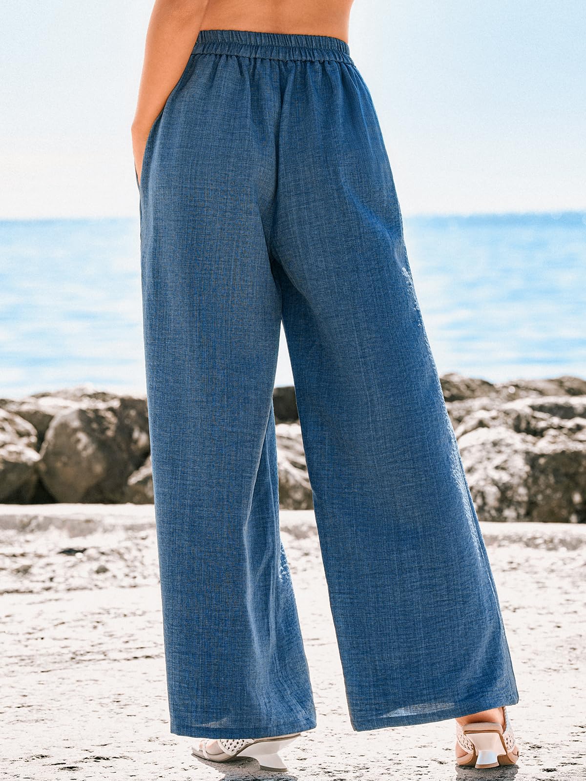 CUPSHE Palazzo Hose Damen mit hohem Bund, weitem Bein und Bindegürtel
