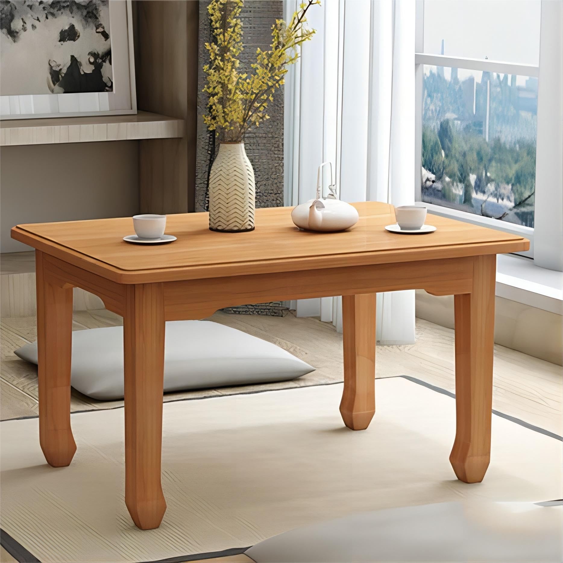 Table basse en bambou 70x50x40 cm pour salon et bureau
