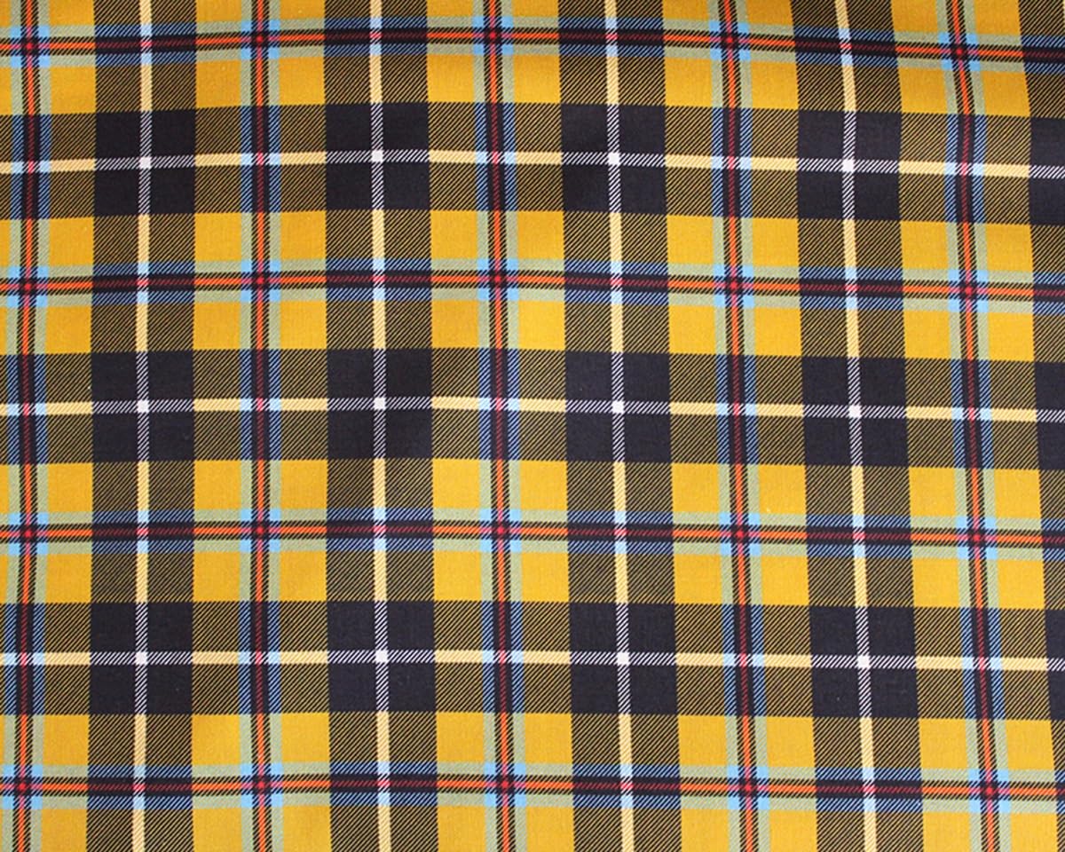 Glamour Secrets Yellow Tartan Fabric - Cornish Mustard & Black Tartan Check - Polyviscose Craft Fabric Material