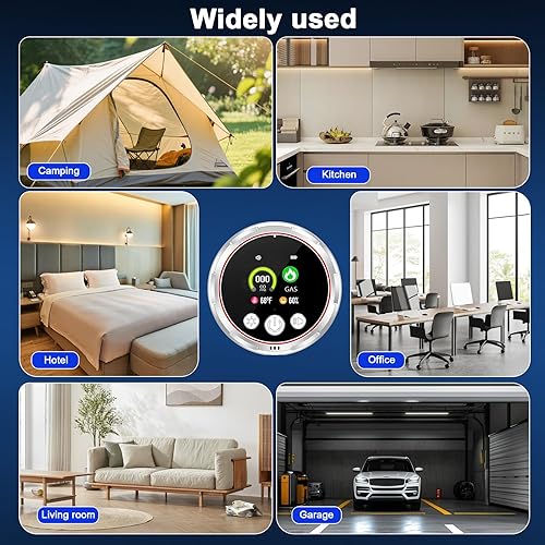 Miniatura 8 de Detectores de monóxido de carbono 4 en 1 enchufables, monitor en tiempo real, detector de fugas de CO y gas con temperatura, pantalla de humedad,