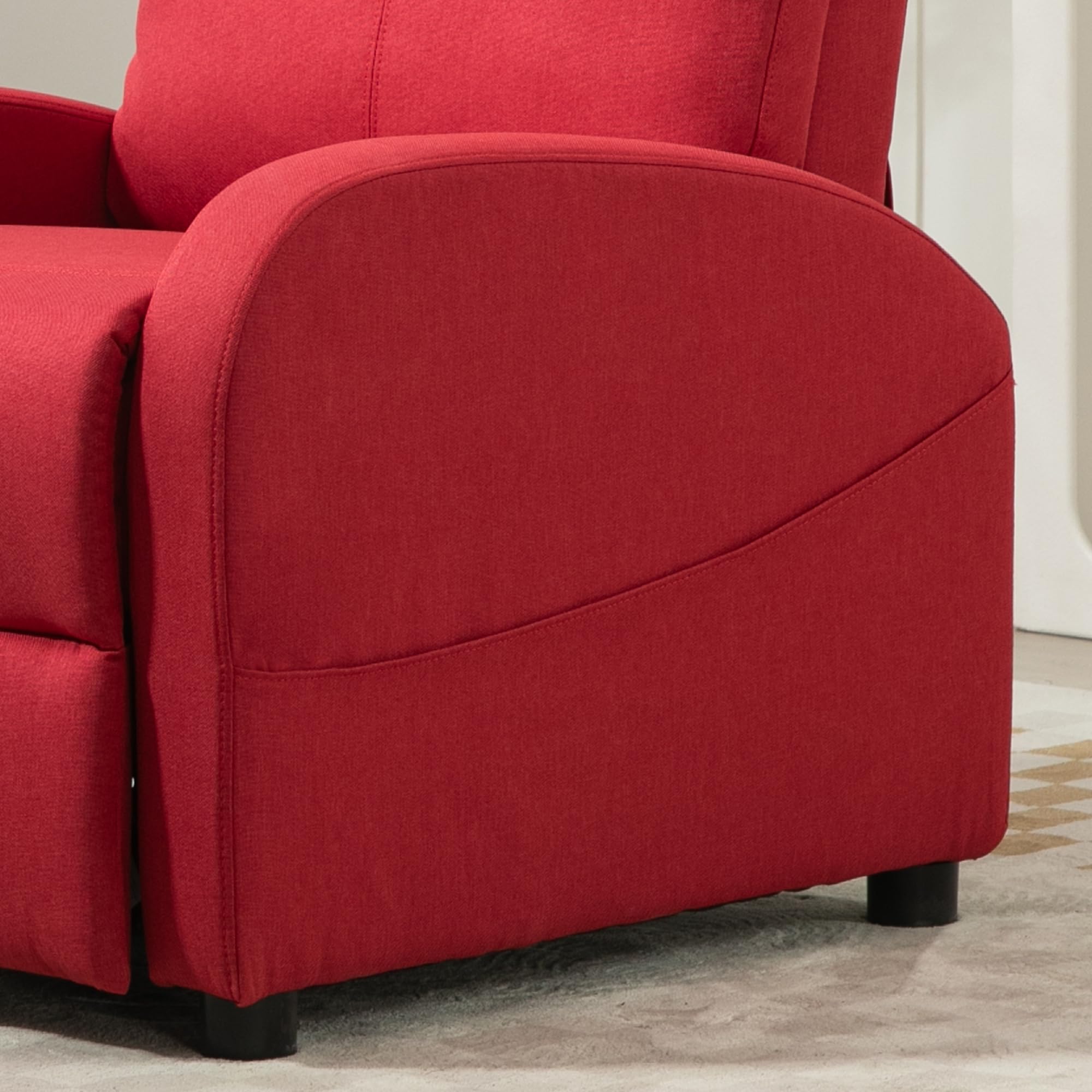 HOMCOM Poltrona Relax Reclinabile Manuale con Poggiapiedi, Poltrona Reclinabile in Tessuto Effetto Lino per Camera da Letto, Salotto e Soggiorno, Rosso