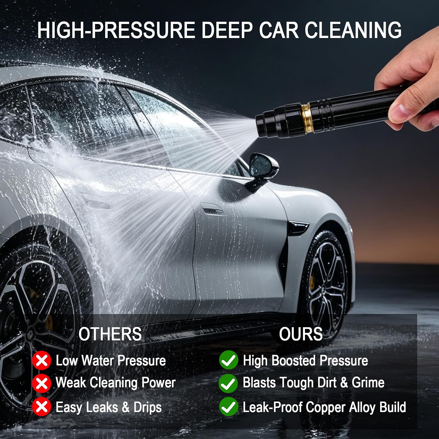 Upgrade Home High Pressure Car Wash Water Gun, 2026 Adjustable Booster Home High Pressure Car Wash Water Gun with Booster Nozzle, Pressure Washer Hose Attachment for Plant & Vegetable Watering 2pc