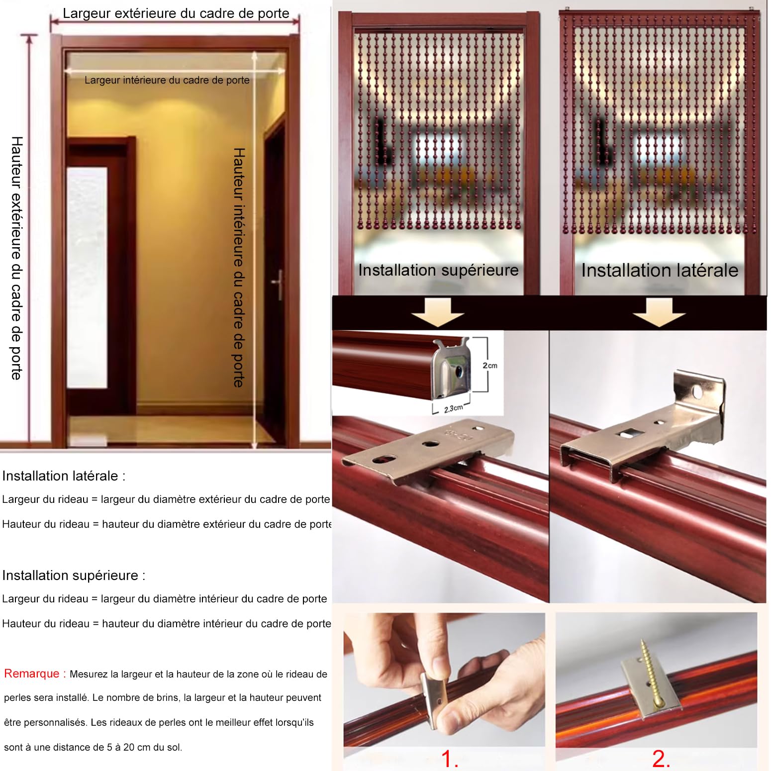Rideau à Perles en Bois Panneau de Décorative pour Maison Moustiquaire Rideaux Exterieur Cloison de Séparation de Pièces pour Entrée de Couloir,Chambre,Salon,Balcons (61 brins 95cm x 210cm)