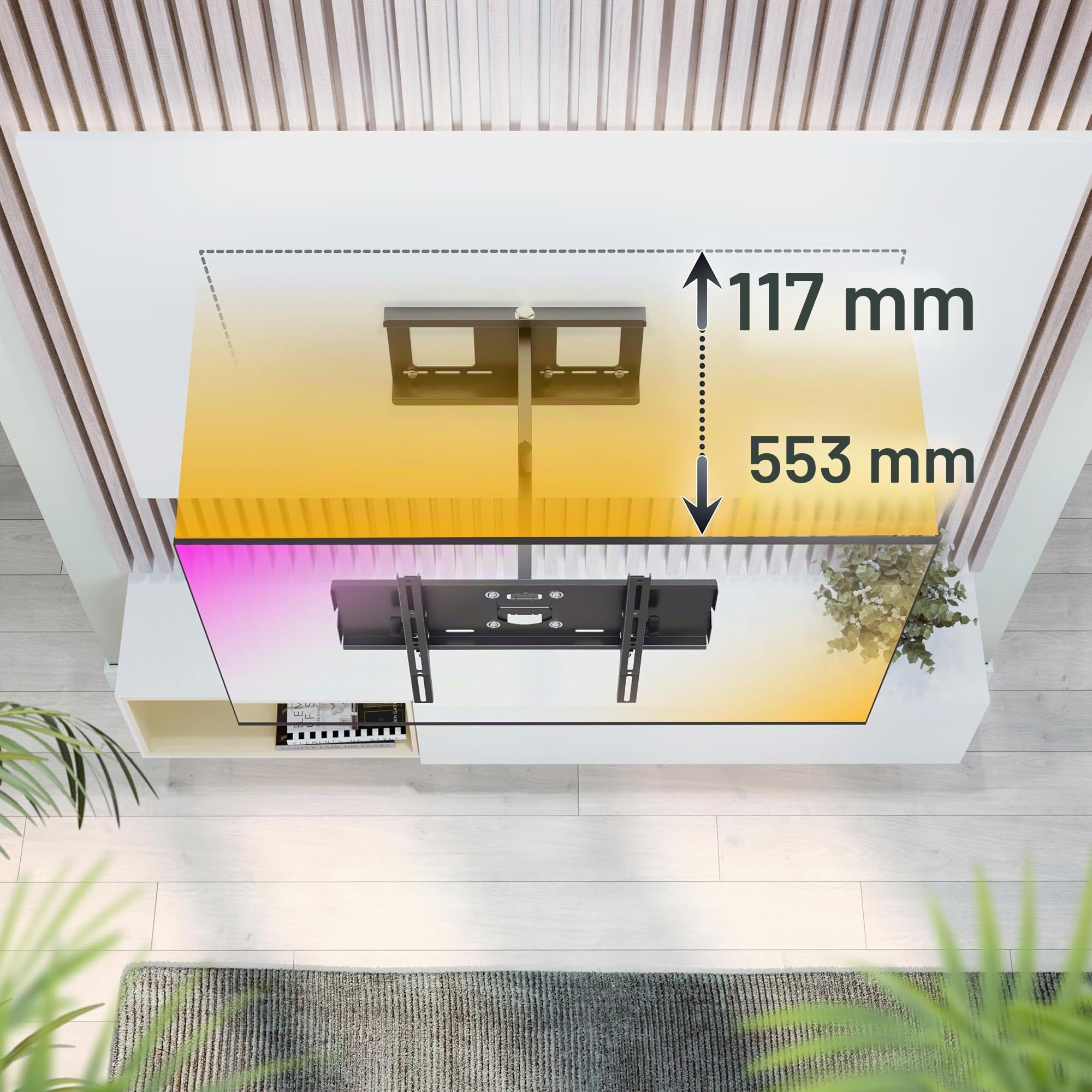 RICOO Soporte TV Pared Giratorio Inclinable Televisión 32-65" (81-165cm) R03 Brazo Universal Televisor LED/LCD/Curvo VESA 200x200-400x400 Negro