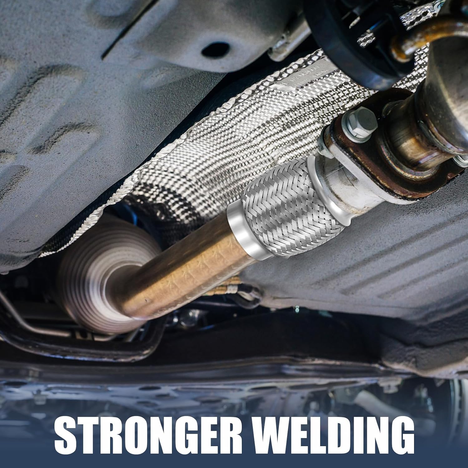 Yaocom 2pcs 2.5'' X 4'' Exhaust Pipe Stainless Steel Double Braid Long Exhaust Pipe for Heavy Duty and Cars