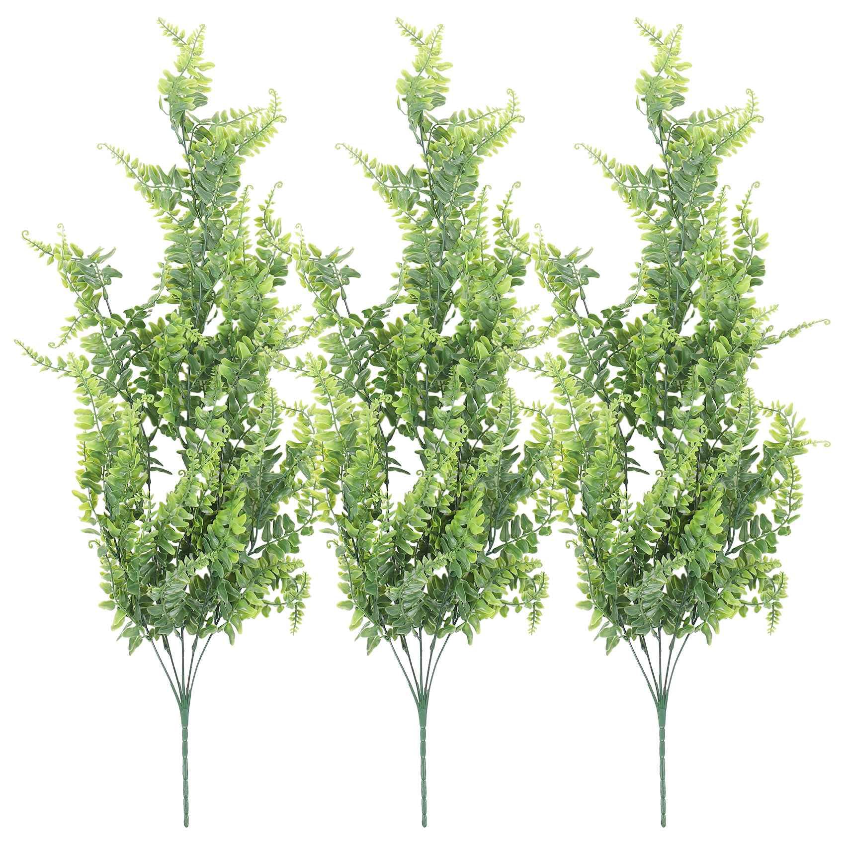 Qndanoan 3 Pcs Artificial Hanging Ferns Plants Vine Ivy Boston Fern Hanging Plant Outdoor UV Resistant Plastic Plants(Green)