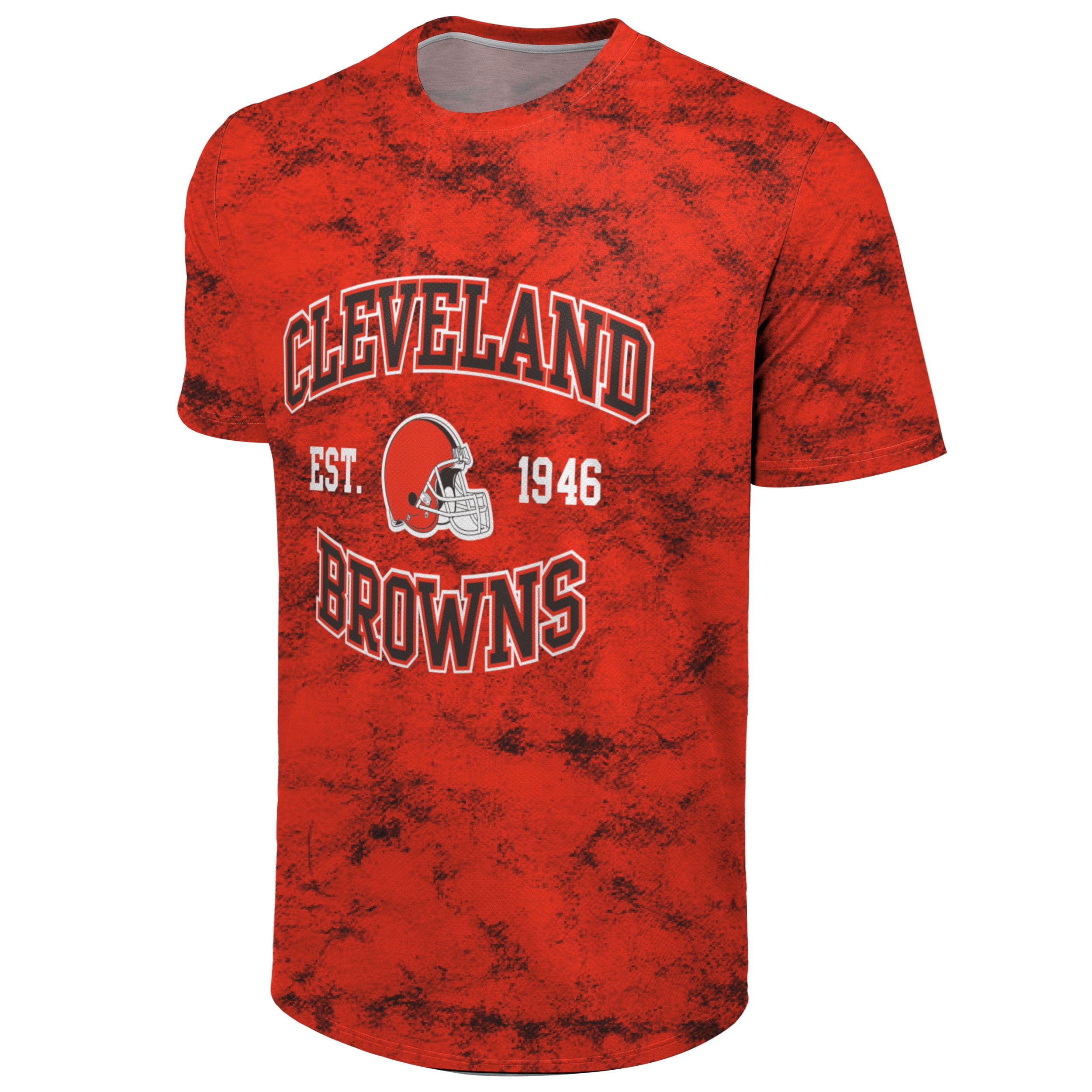 FOCO NFL Men's Officially Licensed Established Wordmark Camo Performance Throwback Team Color Crewneck T-Shirt, Cleveland Browns - Orange, M