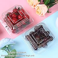 Vista 4 de 200 recipientes de plástico transparente con bisagras con tapas, recipientes individuales para rebanadas de pastel, recipiente cuadrado de plástico