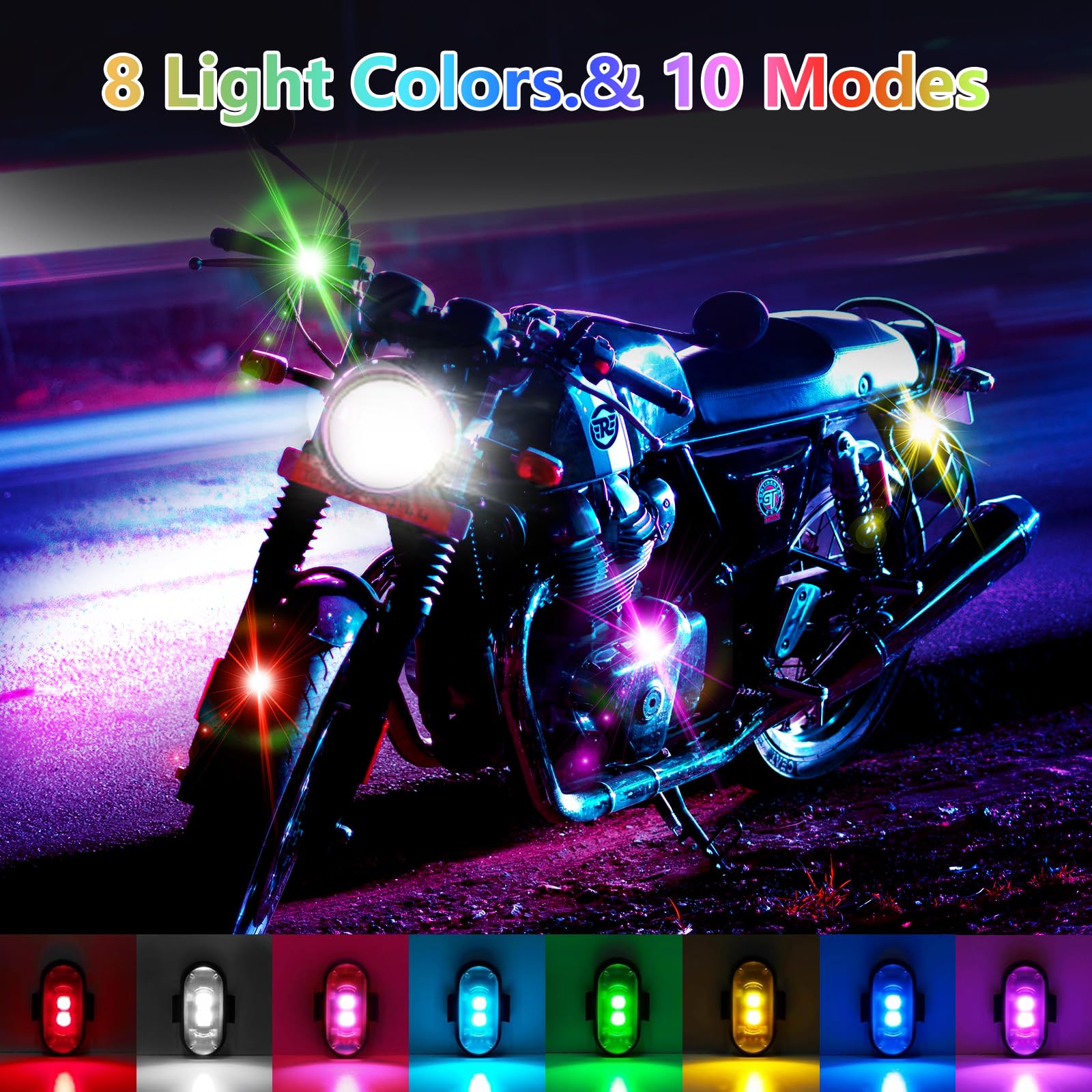 6 sztuk bezprzewodowych świateł samochodowych LED, 8 kolorów, wodoodporna latarka samochodowa z pilotem do motocykli, samochodów RC, rowerów, dronów