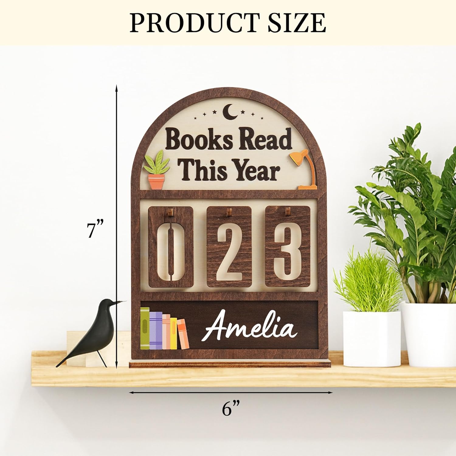 Books Read This Year Counter Valentines Day Gifts For Women Readers, Personalized Book Counter Tracker Bookshelf Decor, Bookish Gifts Accessories For Book Lovers, Bookworm, Bookclub Stocking Stuffers