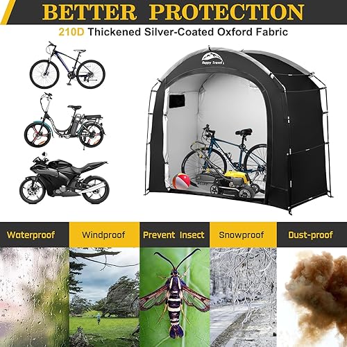 Miniatura 4 de Happy Travel Tienda de campaña de almacenamiento para bicicletas, cubierta de bicicleta portátil impermeable con un 30% más de espacio de