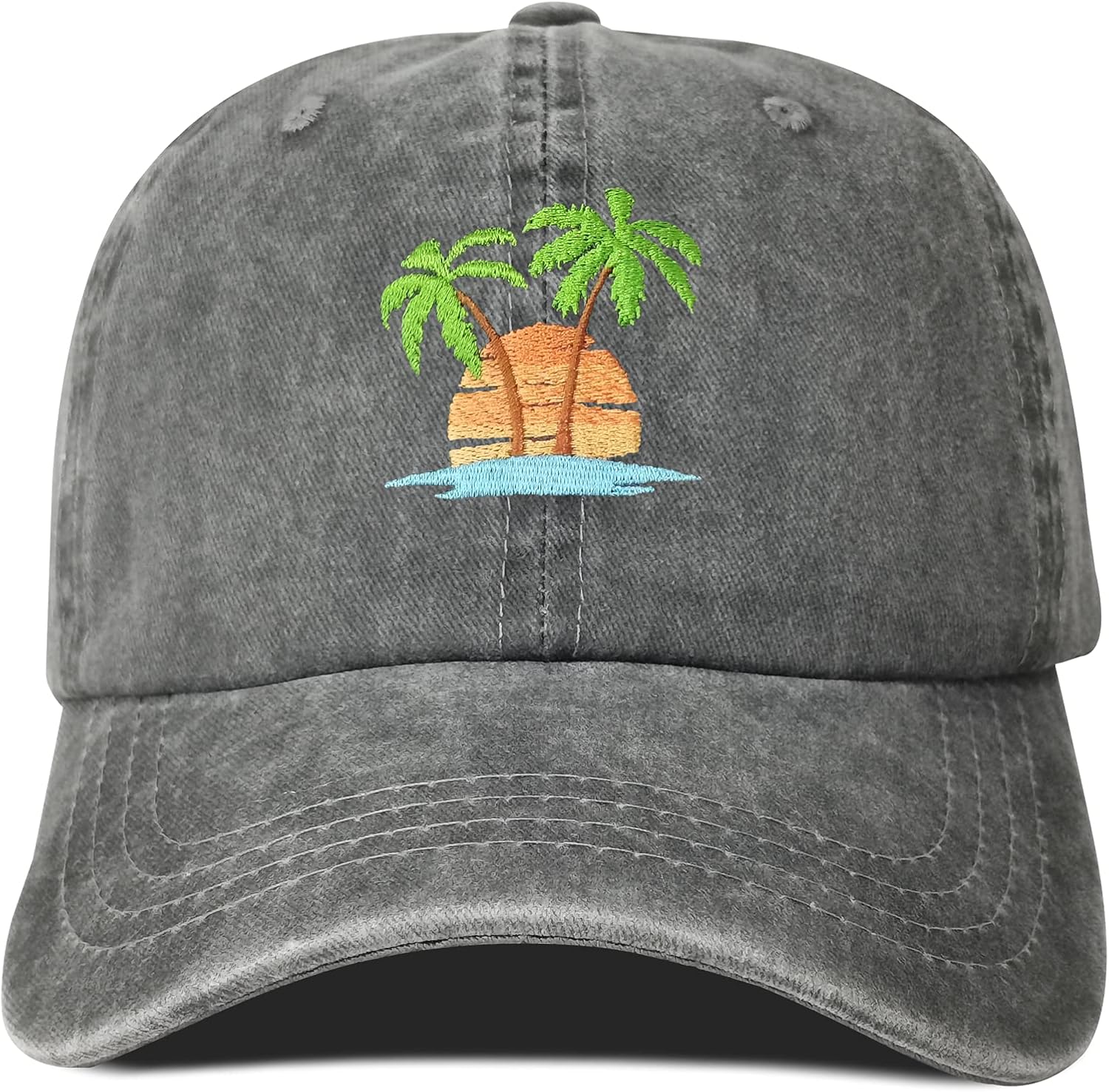 Hepandy Embroidered Palm Tree Hats for Men Women