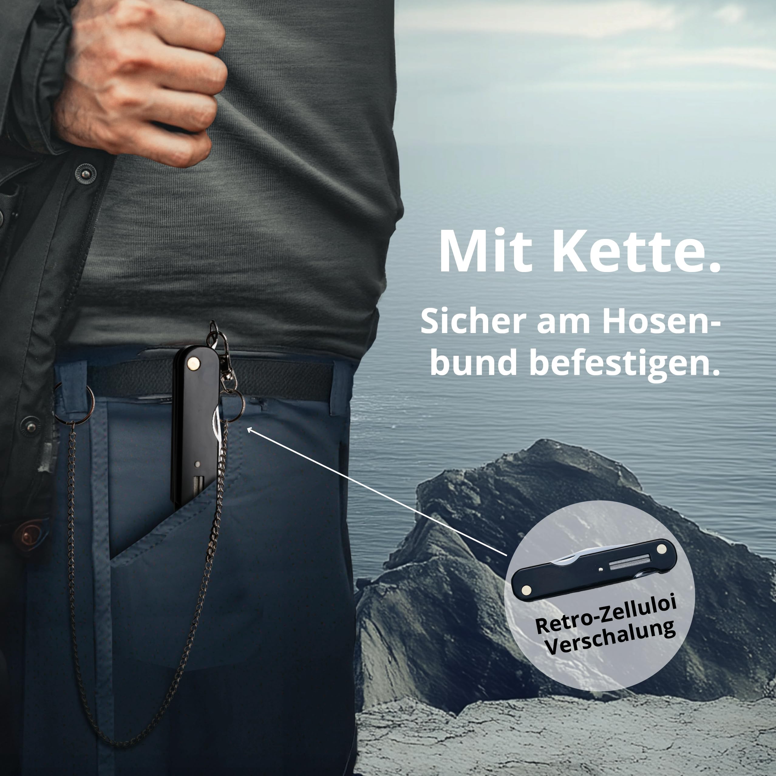 PUMA TEC - Universal Anglermesser 863 – Klappmesser für Angler mit 95 mm Klinge, 2,5 mm stark – Slip-Joint Arretierung – Schuppenschaber mit Hakenlöser & Flaschenöffner – mit Ködernadel & Schleifstein